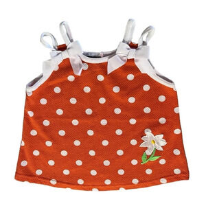 Pogo Club of NY Orange with White Polka Dots and Flower Size 4T